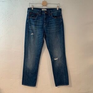 Madewell size 30 Straight Crop Denim Jeans Light Distressing